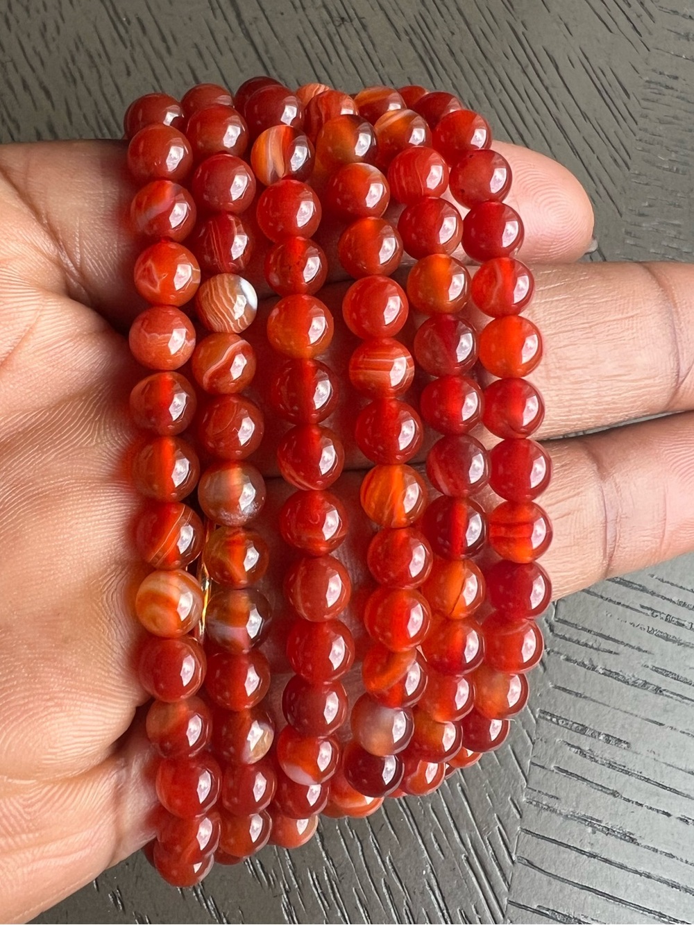 Carnelian bracelet 6mm SIZE 6.5-7’ ( ONE )